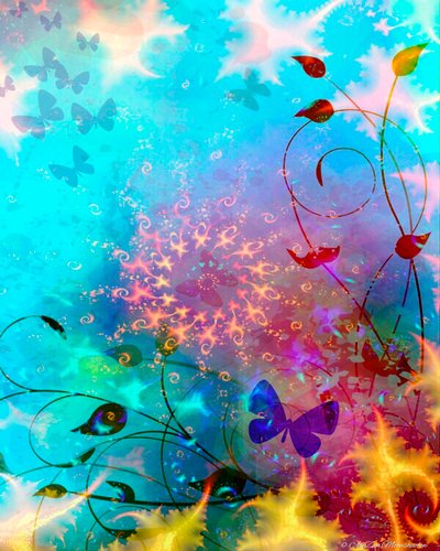 Turquoise SeaSky with Butterflies by AlyZen Moonshadow